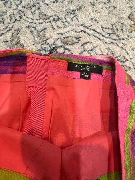 Ann Taylor 2P Pink Purple Green Multistripe Mini Skirt - Picture 3 of 4